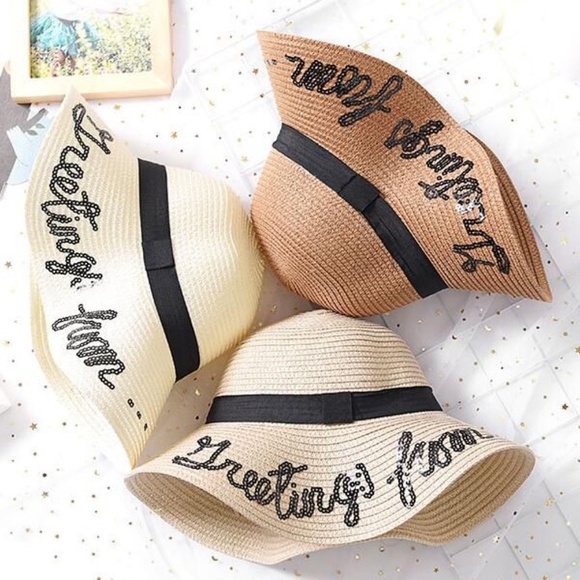 *MEADOW* Beige Embroidered Summer Beach Hat - Picture 7 of 7